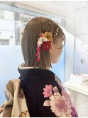 【卒業式ヘア】金箔　編み込み　ボブ