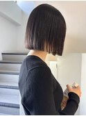 大平/切りっぱなし前下がりボブ縮毛矯正ストレート前髪顔まわり
