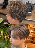 メンズ限定メッシュ　パーマ　ブリーチ