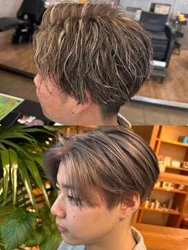 パルティール(Partir) メンズ限定メッシュ　パーマ　ブリーチ