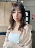 小顔 前髪 レイヤーカット 暗めカラー デザインカラー"