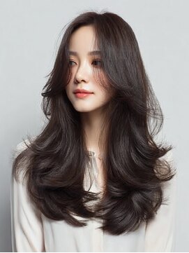 ダル 渋谷/表参道(DAL.) 顔周りカットハッシュカットダークブラウンワンホンレイヤー韓国