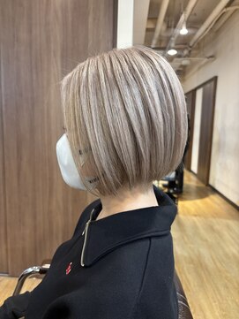 サンドレオ 新宿店(sand Leo) 顔周りカット/縮毛矯正/ダークブラウン/コーラルピンク