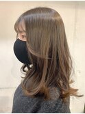 韓国風くびれヘア!ブリーチなしグレージュでツヤ髪♪