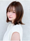 くせ毛風カール愛され前髪外ハネボブ艶感デザインカラー美髪