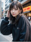 レイヤーロング後れ毛シースルーバング20代30代40代大人可愛い