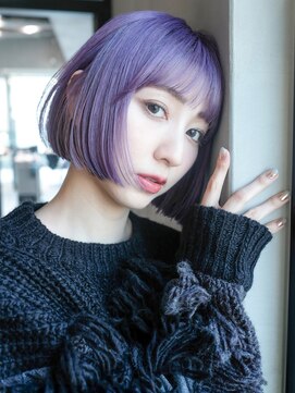 シオン(shion) ピンクヘアーネビージュワンレン透明感カラー秋色_F0009