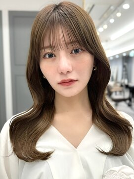 プラチナ(PLATINA) 韓国ヘアくびれ巻きレイヤーカットシースルーぱっつん前髪