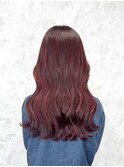 ワインレッドカラー×ゆるふわウェーブ