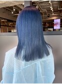 おくれ毛ブリーチデザインカラー韓国ヘアミディアム_ba559262