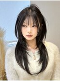 ニュアンスウルフ/ダークラベンダー/韓国巻き/顔周りカット