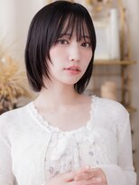 カバーヘアアンドスパ ブリス 浦和(COVER HAIR&SPA bliss) アッシュブラックブリーチなしフレンチバングミニボブ20代a浦和