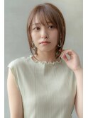 大人かわいい前髪セシルカットココアブラウンフリンジウェーブ