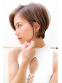 大人可愛い20代30代40代黒髪前下がりショートボブ丸みショート