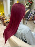ボルドーピンクレッドカラー ロング