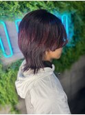 縮毛、ワインレッド