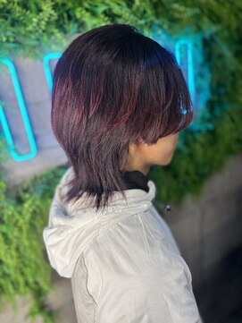 インク 渋谷(INK.) 縮毛、ワインレッド