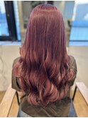 艶感ワインレッドのロングウェーブ