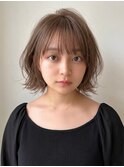 ゆるふわカラーショート大人かわいい小顔艶感ピンクベージュ