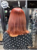 #オレンジヘア#派手髪#ケアブリーチ