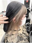 黒髪クラゲヘアーオリーブグレー小顔ココアベージュ卵型ショート