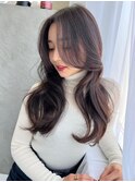 暗髪ゆる巻ワンホンロング