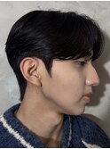 韓国シースルーマッシュカルマパーマダウンパーマ黒髪マッシュ