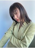 イメチェン/レッドブラウン/フルバング/似合わせカット/愛甲石田