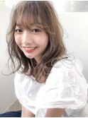 小顔前髪×ココアブラウン×大人かわいい×フリンジウェーブ 