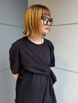 ヘアーアイストゥーレ(HAIR ICI TRE) ブリーチカラー　ローライト　デザインカラー　ボブ　夏カラー