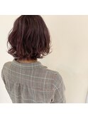 カシスカラーのボブスタイル