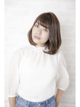 ルルディ バイ アフロディーテ銀座(luludi by APHRODITE) ミディアム/デザインカラー/シルキーベージュ/斜めバング/銀座