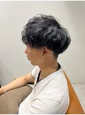 アッシュブラックカルマパーマベリーショートダークアッシュ