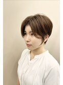 大人可愛い大人美人ハンサムショートアッシュグレーベージュ