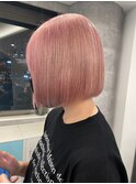 ハイトーンボブミルクティーベージュピンクベージュダブルカラー