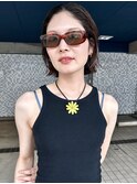 ボブヘアミニボブぷつっとボブオールバックヘアぶつ切りボブ