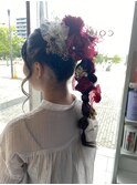 成人式/編みおろしスタイル/りぼん/ポニーテール