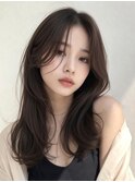 レイヤー 韓国 顔周りカット モカブラウン 透明感カラー 20代