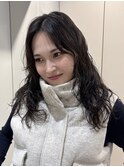 ひし形レイヤーボブハッシュ/顔周り/オリーブベージュ/渋谷