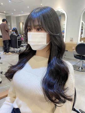 ジーナ 船橋(Zina) オトナ女子ツヤ髪アッシュカラーふんわりミディシースルーバング