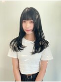 姫カットレイヤー/艶髪グリーンブラック