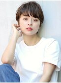 前髪あり耳掛け丸みくびれショートボブ20代30代40代50代(蘭)