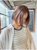 【中澤彩乃】切りっぱなしボブハイトーンミルクティーベージュ