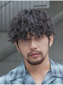 渋谷メンズマッシュウルフカット緩めシャドウパーマ波巻きパーマ