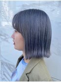 切りっぱなしボブ/刈り上げボブ/くすみベージュ