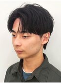 ビジネスショート マッシュ センターパート 黒髪 20代