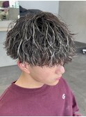 メンズハイライトカラーパーマツイストスパイラルルーズパーマ