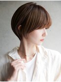 大人可愛い20代30代40代黒髪前下がりショートボブ丸みショート◎