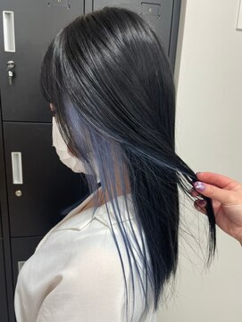 ベレーザ 渋谷(BELEZA) 2139外国人風カラー黒髪インナーカラーターコイズブルー韓国ヘア