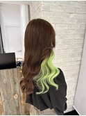 エクステでショートからロングへ！インナーライムグリーン！